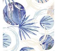 Daisy 3-Ply Spring Flowers Tissue Paper Napkins Serviettes for Decoupage Lunch 33cm x 33cm - Pack of 20 (Palm Leaves and Circles on Marble Texture)