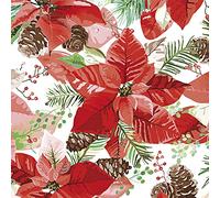 DAISY 3-Ply Xmas Decoupage Tissue Paper Napkins Decorative Christmas Serviettes 33cm x 33cm - Pack of 20 (Christmas Poinsettia)