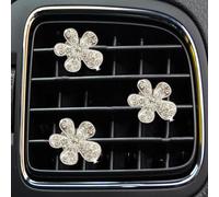 Daisy Air Vent Clips, 3 Pcs Cute Flower Crystal Rhinestone Car Air Conditioning Outlet Clip Vehicle Air Freshener Clip Charm Car Inter Decor Accessories for Women (Silver, one size)