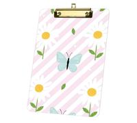Daisy and Butterflies Acrylic Clipboard with Gold Low Profile Clip Clip Boards A4 Decor Classroom Supplies Gift Clipboards for Teacher Nurses Woman Men Teens Birthdays Valentins Easter
