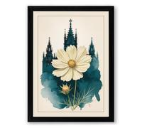 Daisy and Castle Spires Botanical Framed Wall Art Print A1 (84.1×59.4cm) Black, Wall Decor for Living Room, Bedroom, Office & Home, Ready to Hang, Art Gift