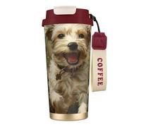 Daisy and Cute Dog Double Wall Stainless Steel Vacuum Insulated Travel Mug with Splash-Proof Lid Perfect for Camping & On-The-Go