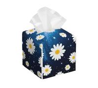 Daisy and Starry Sky Leather Tissue Box Cover Waterproof Facial Paper Organizer Modern Decor for Living Room Car Office Desk