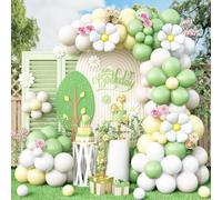 Daisy Balloon Garland Arch Kit,Green Yellow White Boho Balloons Garland Daisy Flower Balloons For Birthday Bridal Wedding Groovy Daisy Party Decorations