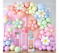 Daisy Balloon Garland Arch Kit, Retro Hippie Boho Macaron Pastel Balloons Garland Flower Balloons For Birthday Baby Shower Bridal Wedding Groovy Party Decorations