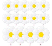 Daisy Balloons- 14Pcs Daisy Flower Foil Balloons for One or Two Groovy Party Decorations Girls Daisy Themed Birthday Party Baby Shower Wedding Daisy Balloons Decorations White