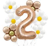Daisy Balloons Groovy Birthday Decorations - 40 Inch Champagne Gold Number 2 Balloons - Daisy Balloon for Daisy Birthday Party Decoration - Two Groovy Birthday Party Decorations
