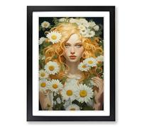 Daisy Baroque Framed Print | A2 Black Framed Wall Art | Ready to Hang | Baroque Floral Picture | Living Room Bedroom Lounge Office