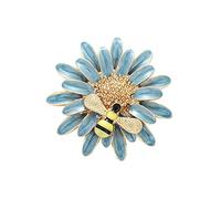 Daisy Bee Brooch Spring Pink Enamel Flower Honey Insect Pin Vintage Elegant Simple Badge Girls Party Gift Accessories,Brooch (Blue)