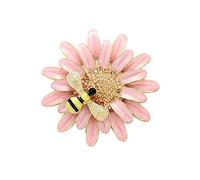 Daisy Bee Brooch Spring Pink Enamel Flower Honey Insect Pin Vintage Elegant Simple Badge Girls Party Gift Accessories,Brooch (Pink)