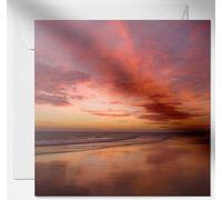 Daisy & Bee - Red Sky In The Morning Open Greetings Card - Stunning Landscape Photo Design - Blank Inside For Your Own Message - 15cm x 15cm