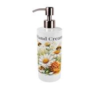 Daisy Bees Hand Cream Dispenser - Refillable Bathroom Decor Pump Bottle