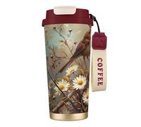 Daisy Bird Tree Double Wall Stainless Steel Vacuum Insulated Travel Mug with Splash-Proof Lid Perfect for Camping & On-The-Go