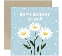 Daisy Birthday Card for Her - Premium Square Bday Card for Female Friend Daughter Sister Wife - Blank Inside with Envelope