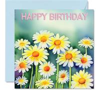 Daisy Birthday Card for Women - Floral Flowers Daisies - Happy Birthday Card for Girls, 145mm Female Greeting Cards