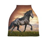 Daisy Black Horse Stretchy Baby Car Seat Cover,Canopy Nursing Covers,Soft Breathable Windproof Scarf Changepad for Winter Infant Breastfeeding Boys