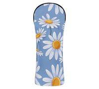 Daisy Blue Floral Golf HeadCovers Premium Leather Accessories With Interchangeable Numbers For Driver Pitcher Guard