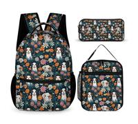 Daisy Book Pack Set with Pencil Case and Lunch Bag for Kids Age 7, Flower Backpack 3 Piece Set Year 3-5 for Girls Outdoor Learning Family Trips and Weekend Adventures