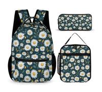 Daisy Book Pack with Lunch Box Pencil Case for Girls Age 9, Flower Book Pack School Supplies Bundle Year 5 for Girls School Season Study Supplies and Weekend Trips