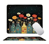 Daisy Bottle Mouse Mat 29 x 24 cm Ultra Thin, with Stitched Edges Office Mouse Pad, Non-Slip Rubber Base, Waterproof & Washable, Home Desk Accessories, Aesthetic with Design Mousepad 290x240mm s0z-450