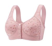Daisy Bras for Older Women, Front Fastening Bras for Women Non Wired for Older Women Fashion Prints Wireless Bras for Women Large Bust Bras for Elderly Women with Sagging Breasts Soft Bras for Women
