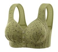 Daisy Bras for Older Women, Front Fastening Push Up Bra for Large Breasts Floral Print No Wired Full Support Senior Bra with Snaps Cotton Comfort Everyday Underwear and Bras Ladies