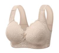 Daisy Bras for Older Women, Front Fastening Push Up Bra for Large Breasts Floral Print No Wired Full Support Senior Bra with Snaps Cotton Comfort Everyday Underwear and Bras Ladies