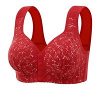 Daisy Bras for Older Women, Front Fastening Push Up Bra for Large Breasts Floral Print No Wired Full Support Senior Bra with Snaps Cotton Comfort Everyday Underwear and Bras Ladies