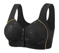 Daisy Bras for Older Women No Underwire Front Closure Bralettes Wireless Plus Size Fall Comfy Seniors Everyday Bra Seamless Push Up Black