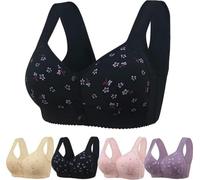 Daisy Bras for Older Women No Underwire Front Closure Comfort Senior Wireless Snap Closing Bra, Black, 38B
