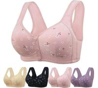 Daisy Bras for Older Women No Underwire Front Closure Comfort Senior Wireless Snap Closing Bra, Pink, 38C
