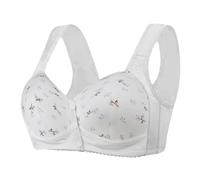 Daisy Bras for Older Women Plus Size Full Coverage Front Closure T Shirt Bra Push Up Wireless Snap Closing Ladies Comfort Everyday Bras (White-d, XXXXXL)
