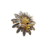 Daisy Brooch 2Pcs Colorful Bee Little Daisy Brooch Retro Sunflower Art Brooches(Grey)