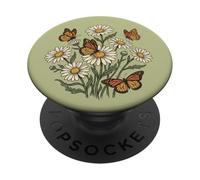 Daisy Butterfly Boho Nature Rustic Florist Wildflowers PopSockets Adhesive PopGrip