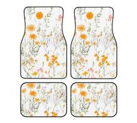 Daisy Butterfly Car Mats 4 Pieces Flower Universal Floor Car Mats Non-Slip Vehicle Carpet for SUV Van Truck Sedan