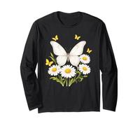 Daisy Butterfly Flower Gardening Floral Long Sleeve T-Shirt