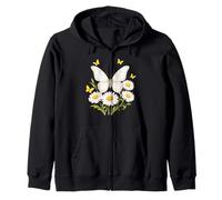 Daisy Butterfly Flower Gardening Floral Zip Hoodie