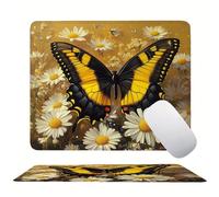 Daisy Butterfly Mouse Mat 29 x 24 cm Ultra Thin, with Stitched Edges Office Mouse Pad, Non-Slip Rubber Base, Waterproof & Washable, Desk Accessories, Aesthetic Design Mousepad 290x240mm s0z-310