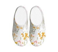 Daisy Butterfly Women's Slippers Flannel House Slippers for Men Flower Non-Slip Warm Winter Shoes for Indoor Outdoor UK 6-7