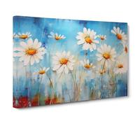 Daisy Canvas Print | Gallery Wrapped 30mm Frame Wall Art | 30x20 inches | Ready to Hang | Abstract Floral Picture | Living Room Bedroom Lounge Office