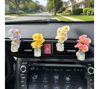 Daisy Car Decor Vent Clips Air Freshener, 4Pcs Flower Accessories for Women | Plants Cute Dashboard Decorations Essentials for Car Aesthetics