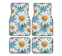 Daisy Car Mats 4 Pieces Flower Floral Universal Floor Car Mats Non-Slip Vehicle Carpet for SUV Van Truck Sedan