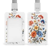 Daisy Carnation Larkspur Flowers ID Badge Holder Retractable Clip Card Holder Card Protector Name Badge Name Tag for Work Office Doctor Nurse