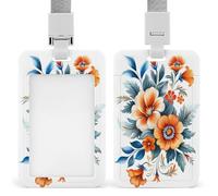 Daisy Carnation Larkspur ID Badge Holder Retractable Clip Card Holder Card Protector Name Badge Name Tag for Work Office Doctor Nurse