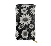 Daisy cartoon illustration Printed leather wallet, 7.5 x 4.1-inch long credit card holder, portable travel cash wallet