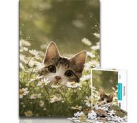 Daisy Cat Jigsaw Puzzles for Adults 1000 Pieces,Challenging To Complete But Fun And Humorous with Matching Poster And Trivia Sheet 50x75cm