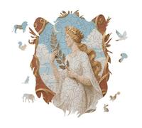 Daisy Chain Crown on Woman Personalized Jigsaw Puzzles, 141 Pcs Wooden Jigsaw Puzzle Tiger Head Shape Puzzle Gift