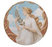 Daisy Chain Crown on Woman Personalized Jigsaw Puzzles, 195Pcs Custom Wooden Jigsaw Puzzle Round Puzzle Gift Adult