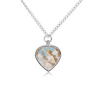 Daisy Chain Crown on Woman Pet Urn Necklace for Dog Cat Ashes Heart Cremation Keepsake Pendant Memorial Jewelry Gifts for Women Men