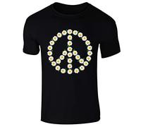 Daisy Chain Floral Peace Symbol CND Womens T-Shirt Black UK 14-16 (XXL)